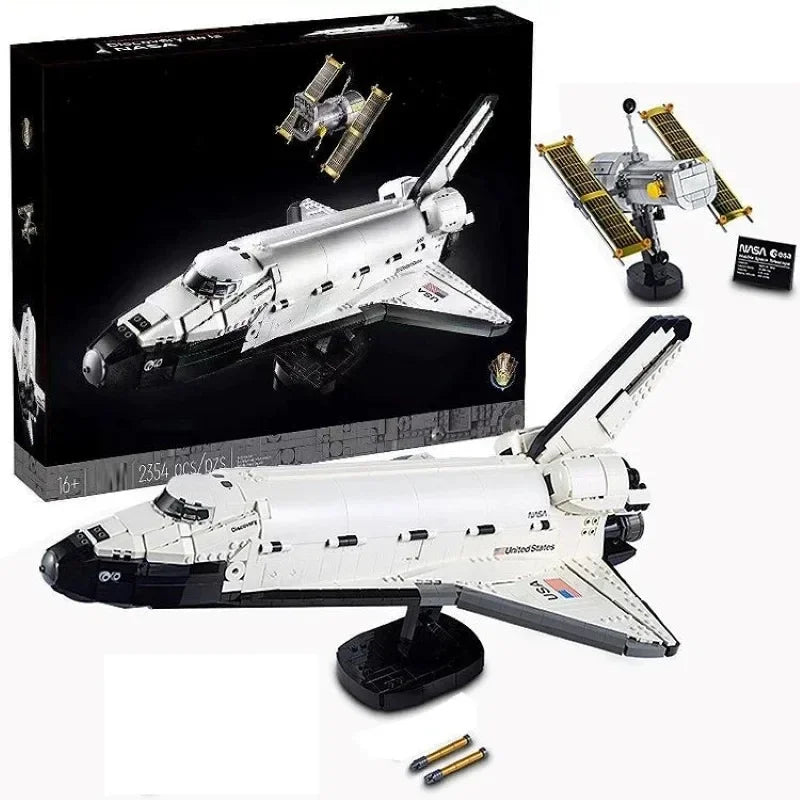 Space Shuttle Discovery with Hubble Telescope