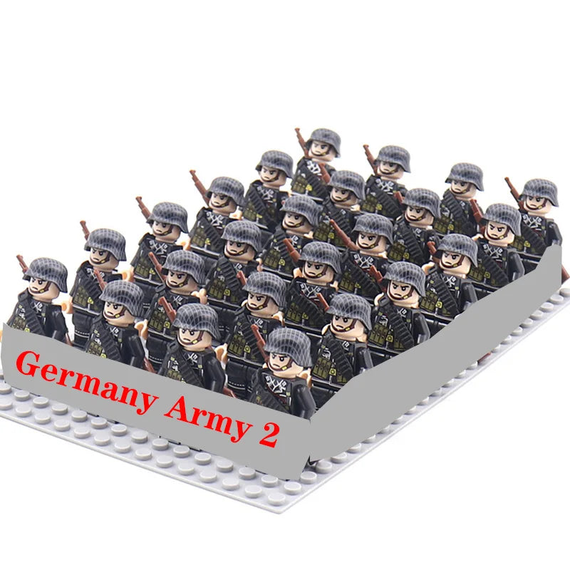 24 Pcs/Lot WW2 Military Figures (USA, Soviet, German, etc)