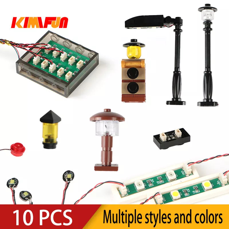 10PCS 0.8mm Pin RGB LED Building Blocks USB Lamp DIY Street Light City Electric Decorate 1X1 Brick Compatible