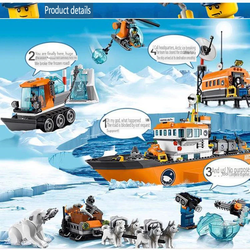 Arctic Icebreaker Polar Adventure Base Ship Set