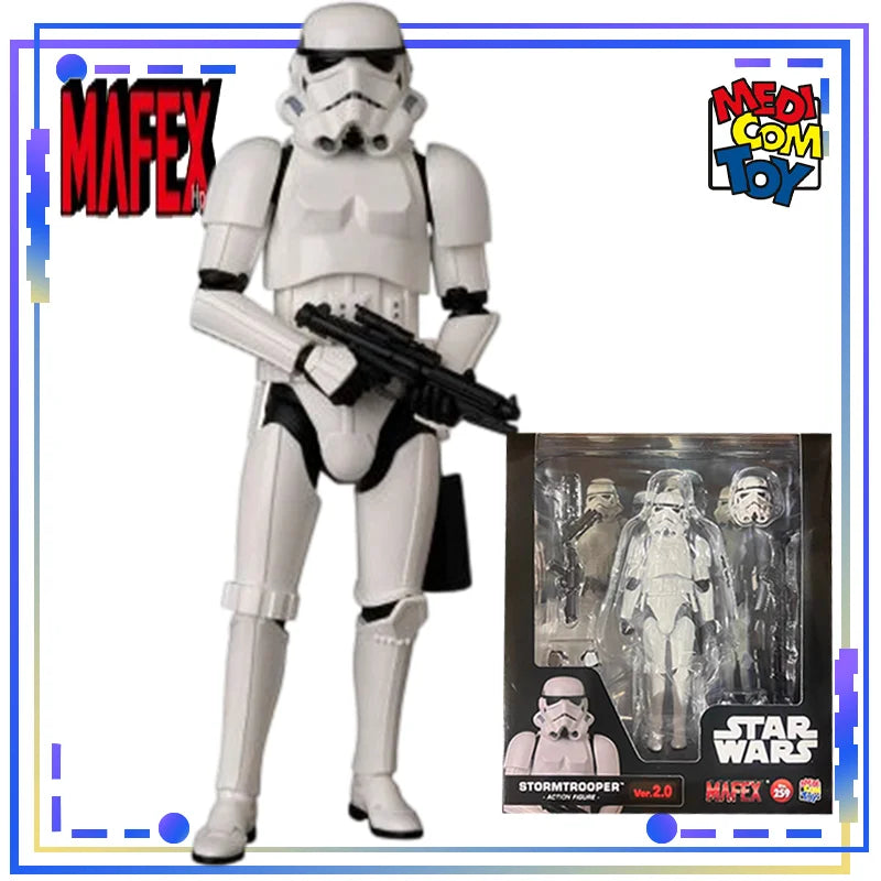 Medicom Toy Genuine MAFEX No.259 Stormtrooper (TM) Ver. 2.0 MAFEX No.256 The Mandalorian (Chrome Ver) Action Figure Toy Boy Gift