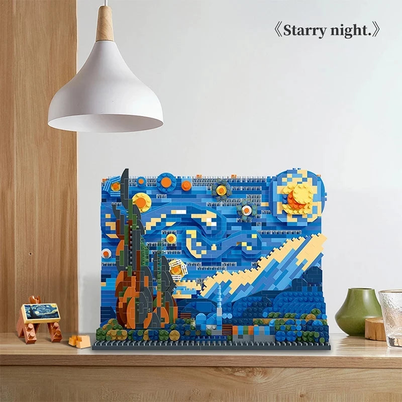 Van Gogh "The Starry Night" or "The Great Wave of Kanagawa" Micro Building Blocks