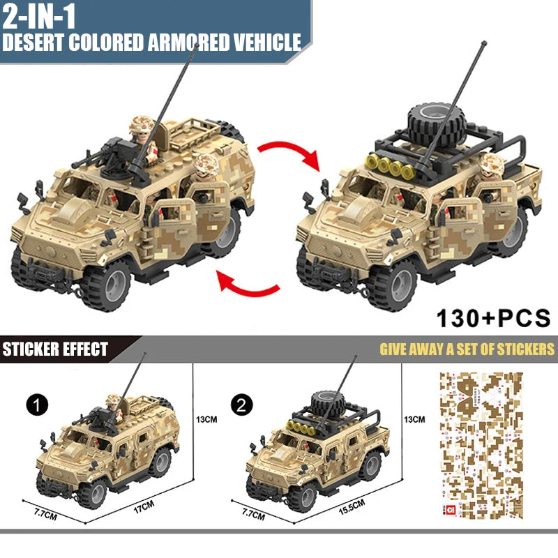 WW2 Assault Team Military Hummer Jeep APC