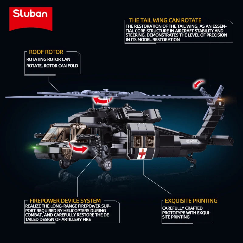 Military UH-60L Medical Rescue Black Hawk Helicopter