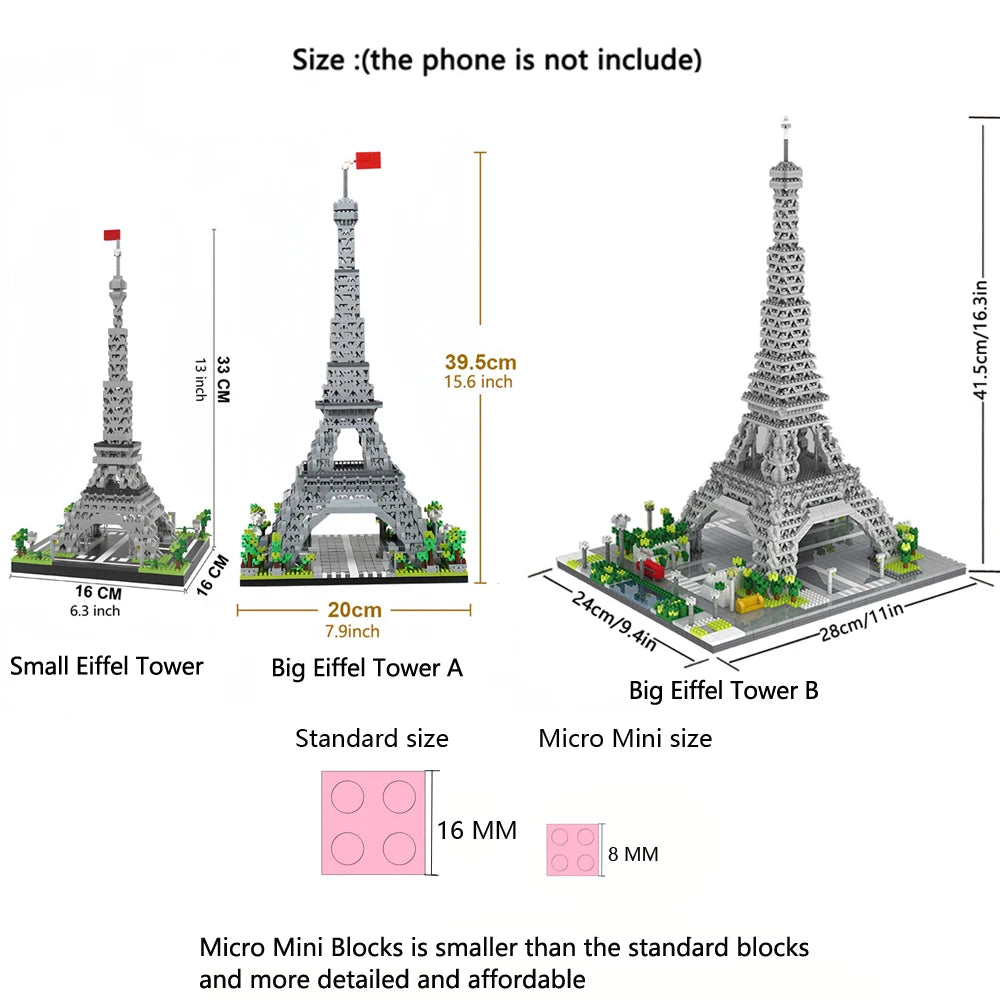 Paris Eiffel Tower Micro Blocks | LED Illuminated