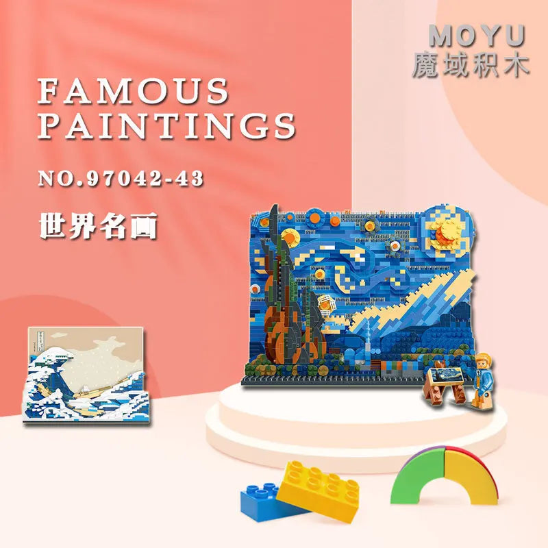 Van Gogh "The Starry Night" or "The Great Wave of Kanagawa" Micro Building Blocks