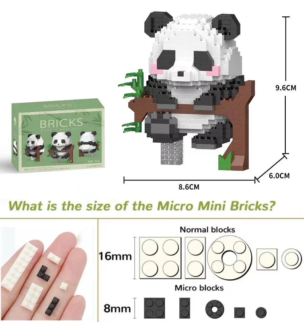 cute mini Panda Model Building Block MOC (12 types!)